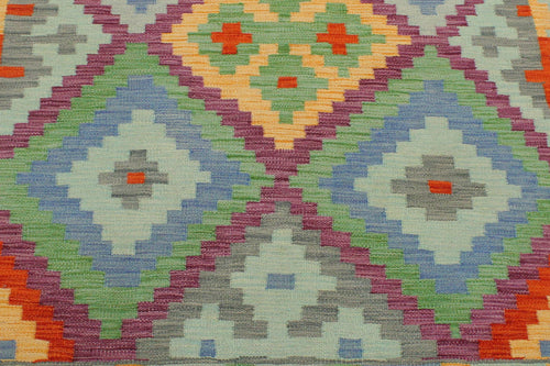 handmade Geometric Kilim Blue Rust Hand-Woven RECTANGLE 100% WOOL area rug 3 x 5