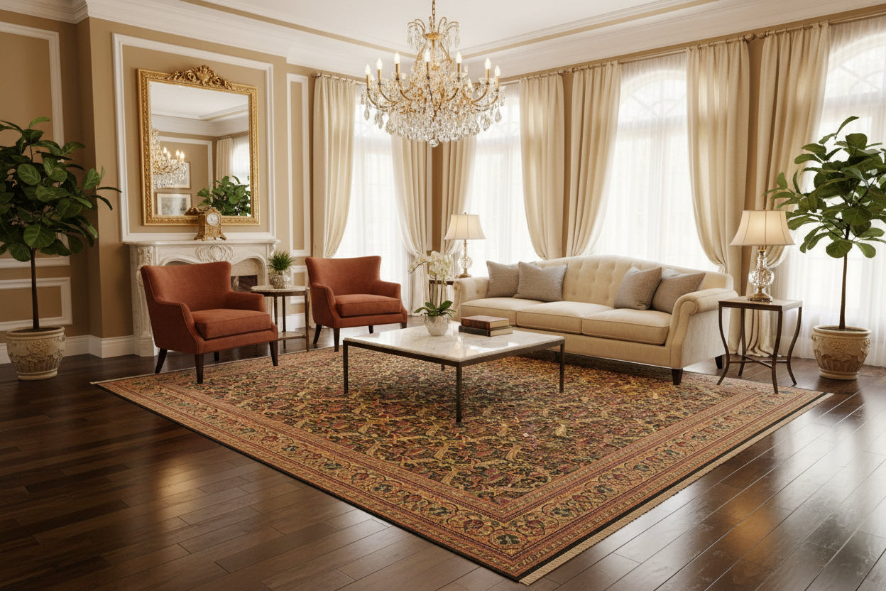 handmade Transitional Hamjolie Green Gold Hand Knotted RECTANGLE 100% WOOL area rug 10x14