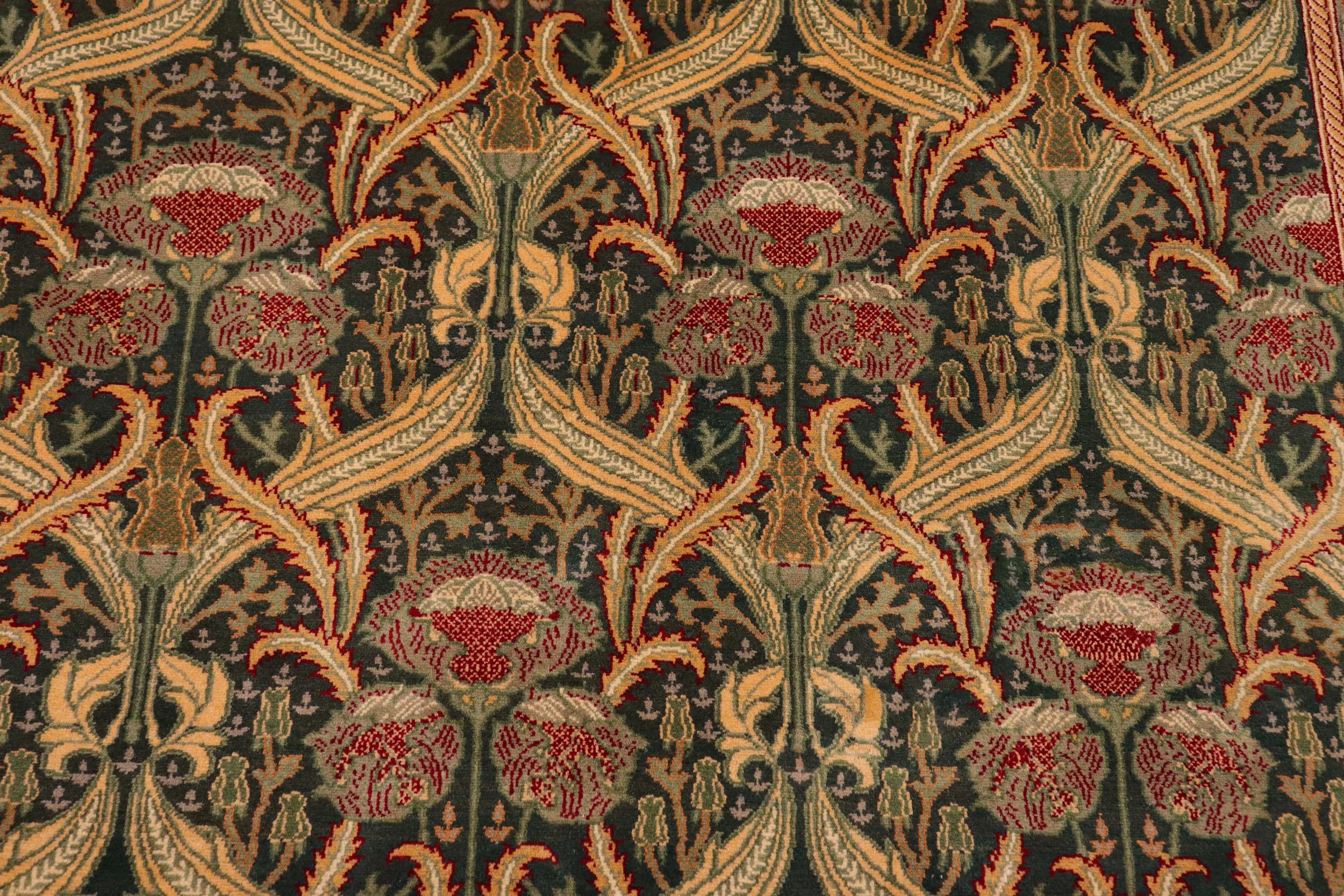 handmade Transitional Hamjolie Green Gold Hand Knotted RECTANGLE 100% WOOL area rug 10x14