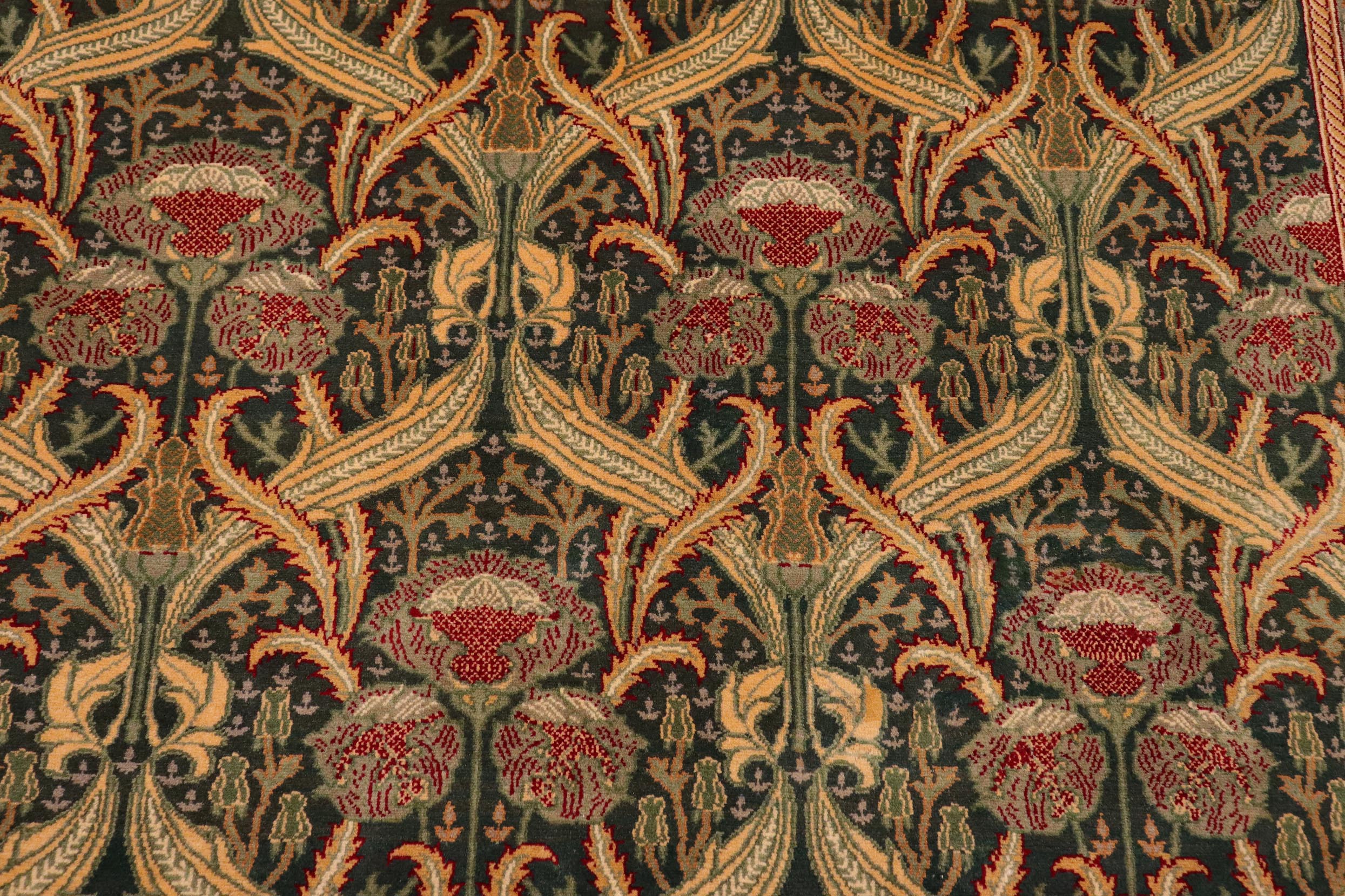 handmade Transitional Hamjolie Green Gold Hand Knotted RECTANGLE 100% WOOL area rug 10x14