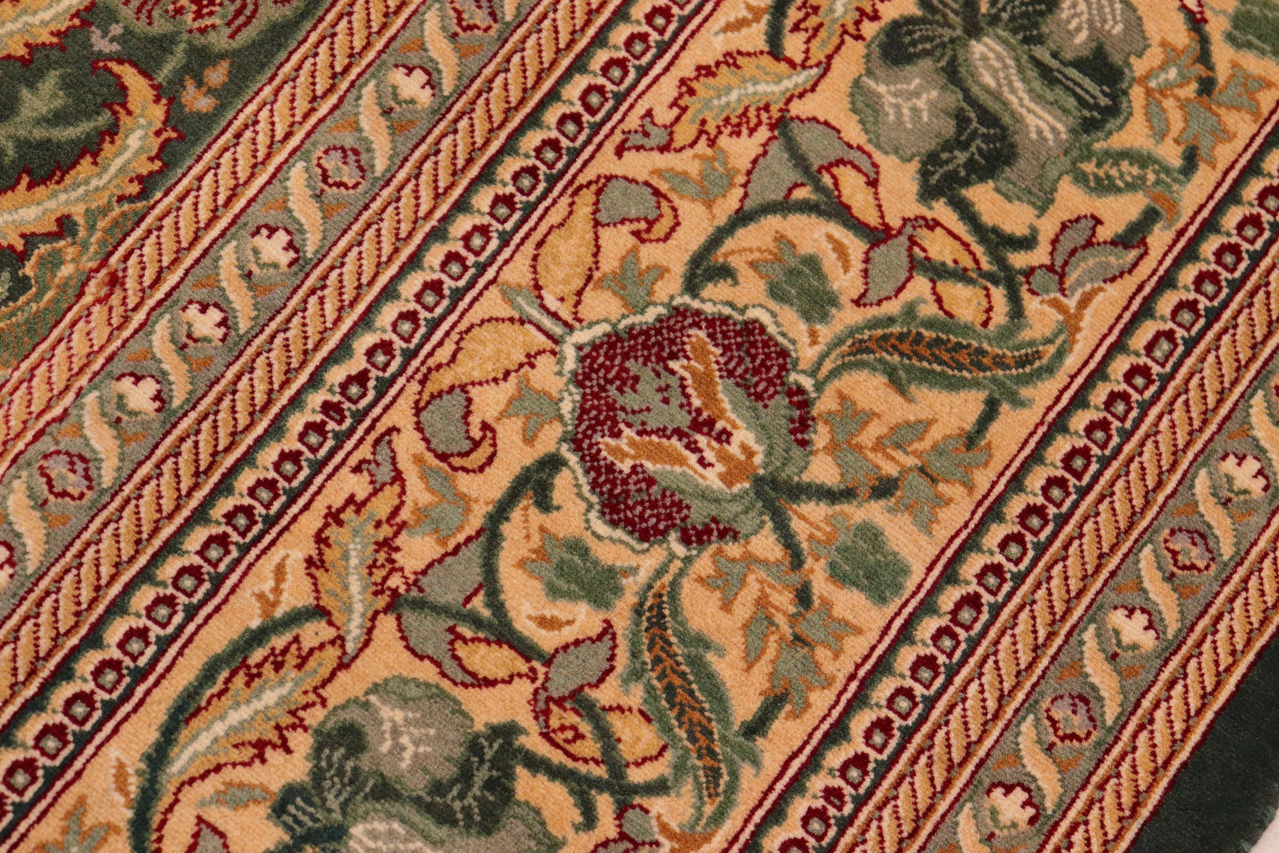 handmade Transitional Hamjolie Green Gold Hand Knotted RECTANGLE 100% WOOL area rug 10x14