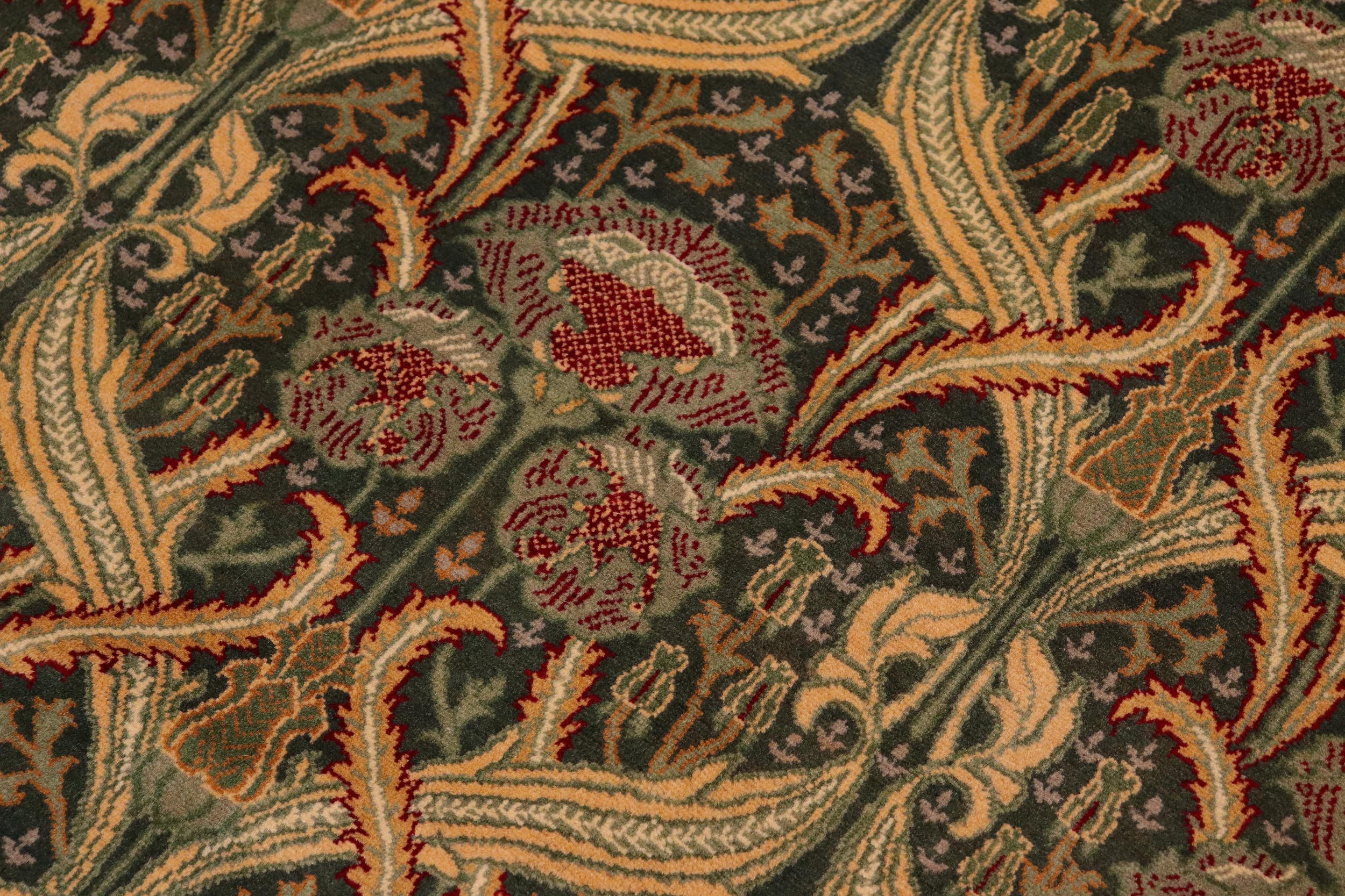 handmade Transitional Hamjolie Green Gold Hand Knotted RECTANGLE 100% WOOL area rug 10x14