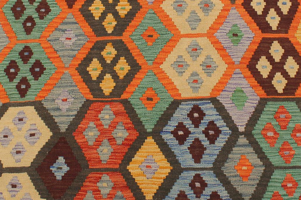 Flat Weave Kilim Antique Navaho Vintage handmade Geometric Kilim Gray Green Hand-Woven Rectangle 100% Wool Area Rug 5x7 