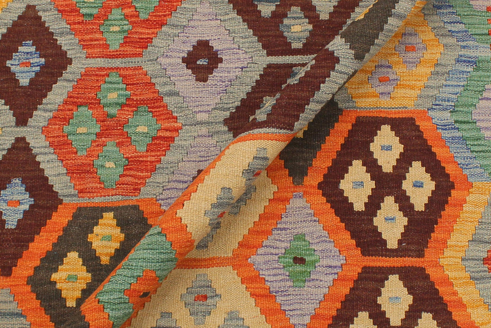 handmade Geometric Kilim Gray Green Hand-Woven RECTANGLE 100% WOOL area rug 5 x 7