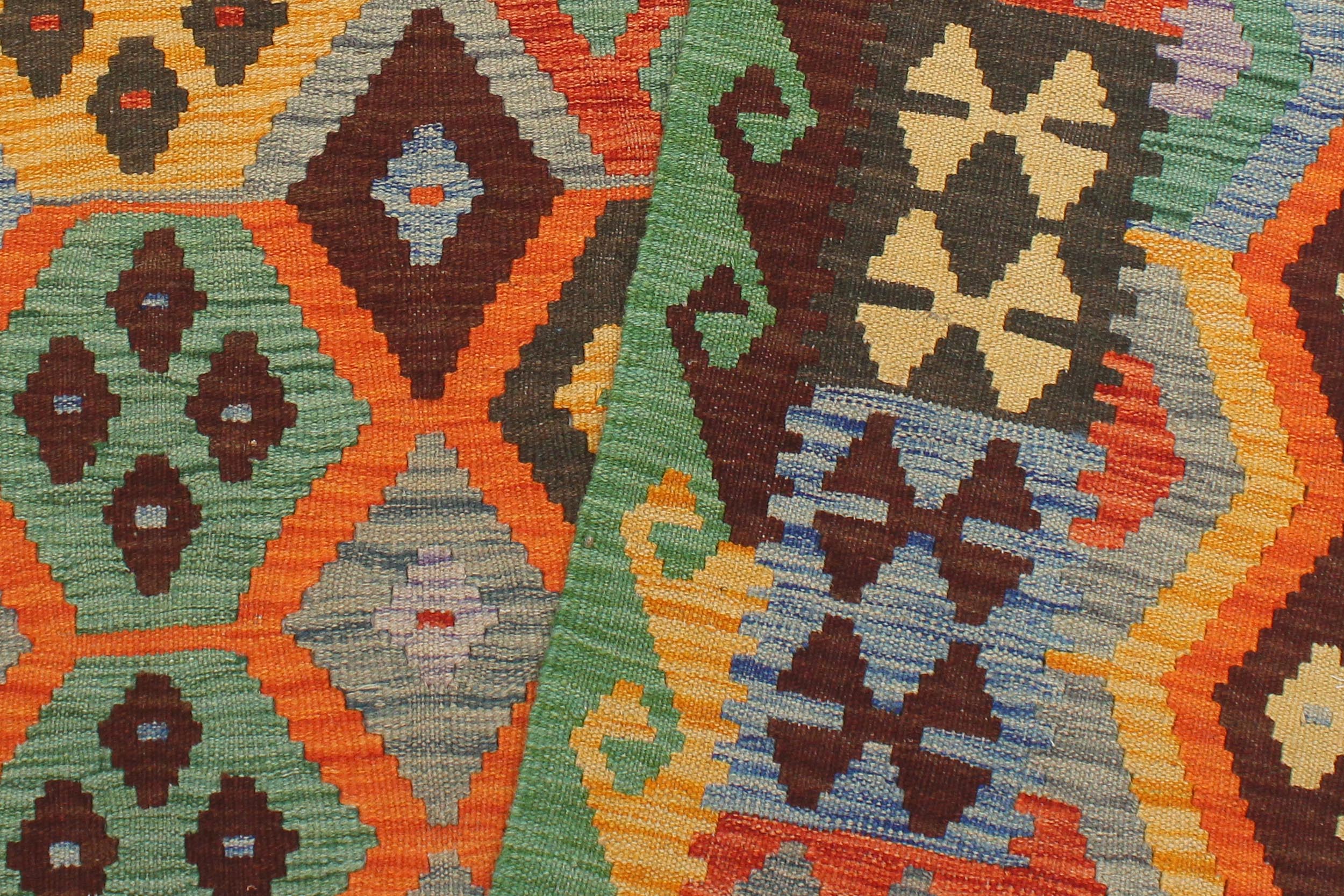 handmade Geometric Kilim Gray Green Hand-Woven RECTANGLE 100% WOOL area rug 5 x 7
