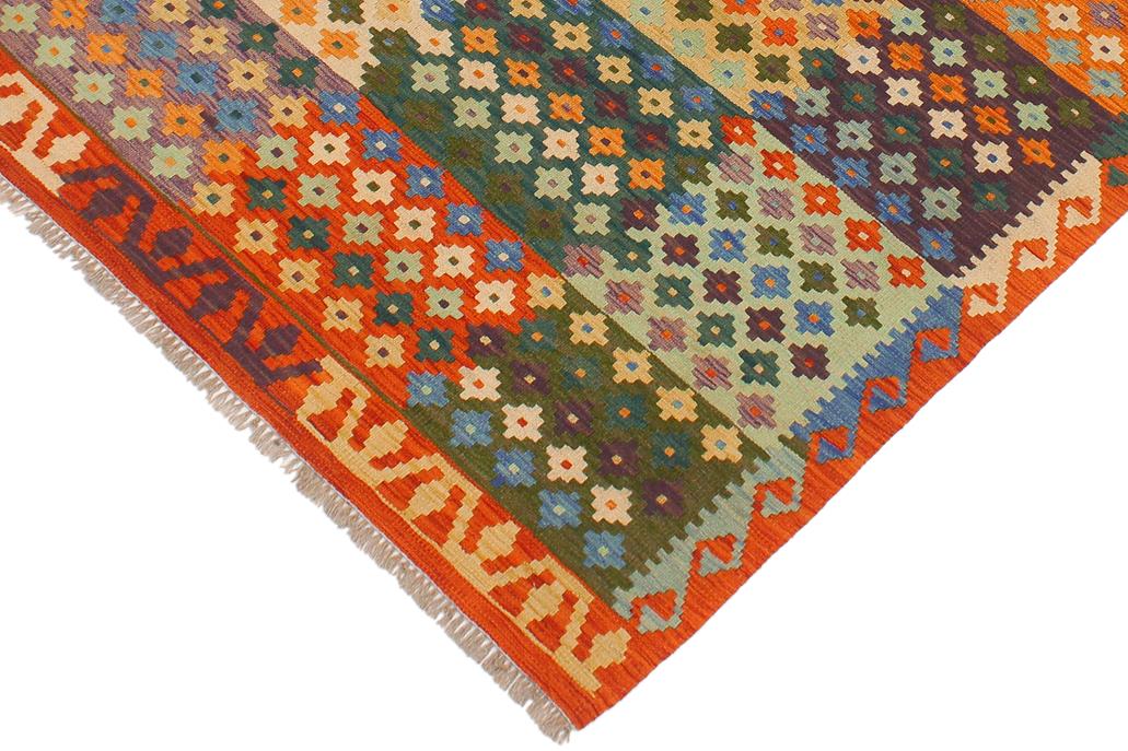 Flat Weave Kilim Antique Navaho Vintage handmade Modern Kilim Beige Rust Hand-Woven Rectangle 100% Wool Area Rug 4x6 