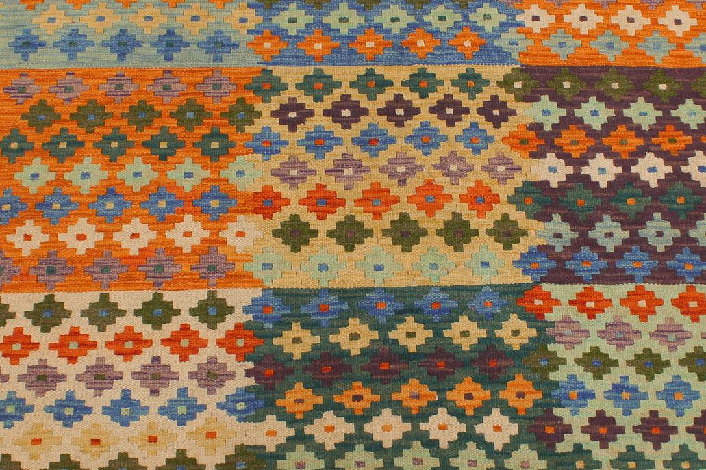 Flat Weave Kilim Antique Navaho Vintage handmade Modern Kilim Beige Rust Hand-Woven Rectangle 100% Wool Area Rug 4x6 