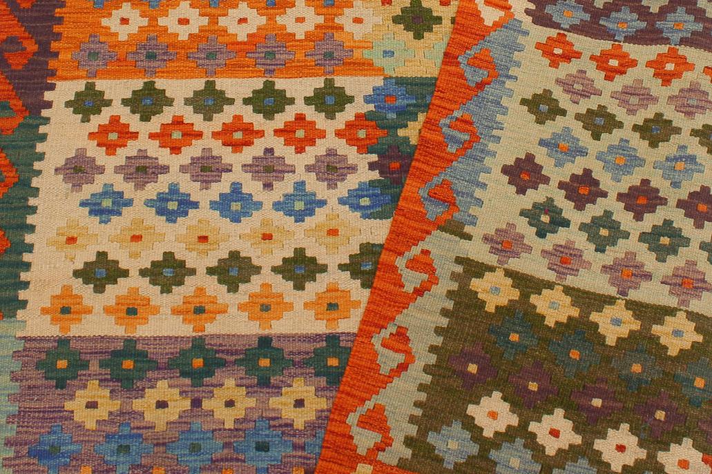 Flat Weave Kilim Antique Navaho Vintage handmade Modern Kilim Beige Rust Hand-Woven Rectangle 100% Wool Area Rug 4x6 