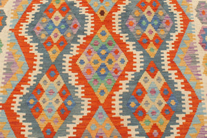 handmade Geometric Kilim Rust Beige Hand-Woven RECTANGLE 100% WOOL area rug 4 x 6