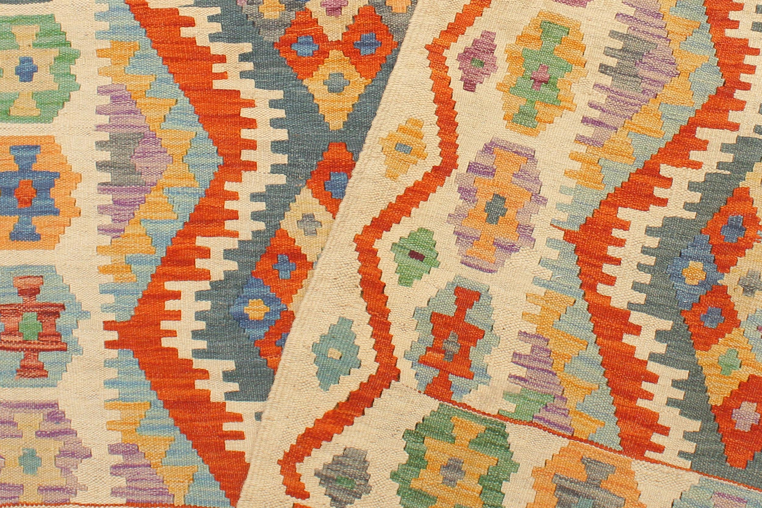 handmade Geometric Kilim Rust Beige Hand-Woven RECTANGLE 100% WOOL area rug 4 x 6