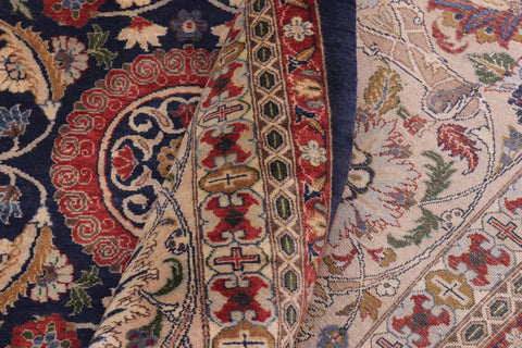 handmade Transitional Agra Tabriz Blue Tan Hand Knotted RECTANGLE 100% WOOL area rug 10x14
