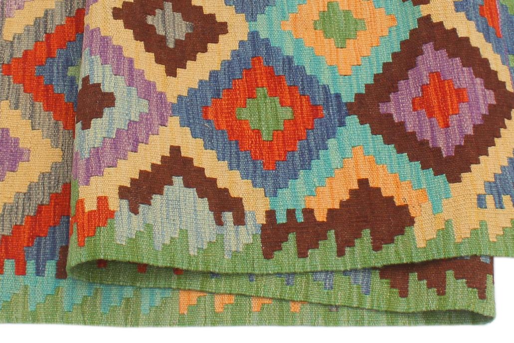 Flat Weave Kilim Antique Navaho Vintage handmade Modern Kilim Blue Green Hand-Woven Rectangle 100% Wool Area Rug 4x6 