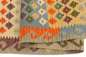 handmade Modern Kilim Blue Gray Hand-Woven RECTANGLE 100% WOOL area rug 4x6