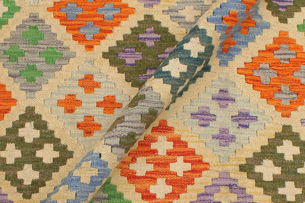 handmade Geometric Kilim Yellow Blue Hand-Woven RECTANGLE 100% WOOL area rug 4 x 6
