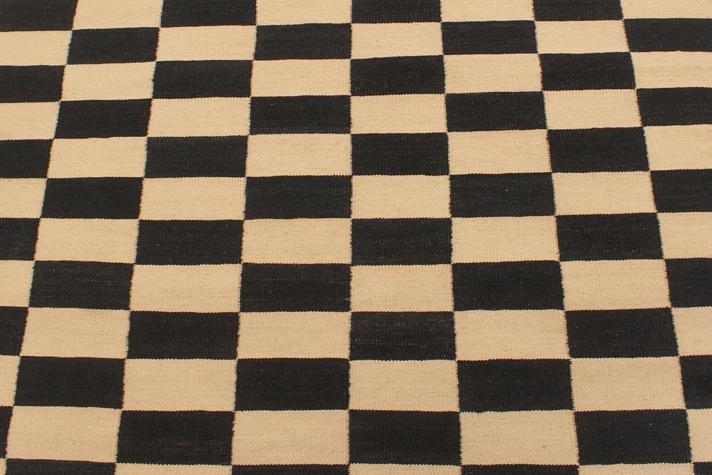Flat Weave Kilim Antique Navaho Vintage handmade Modern Kilim Beige Black Hand-Woven Rectangle 100% Wool Area Rug 4x6 