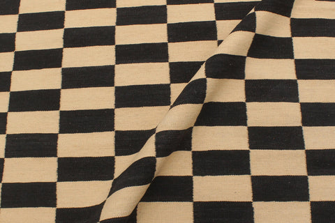 handmade Modern Kilim Beige Black Hand-Woven RECTANGLE 100% WOOL area rug 4' x 6'