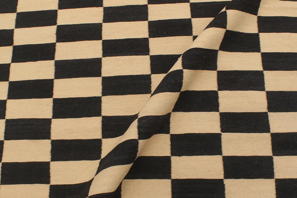 Flat Weave Kilim Antique Navaho Vintage handmade Modern Kilim Beige Black Hand-Woven Rectangle 100% Wool Area Rug 4x6 