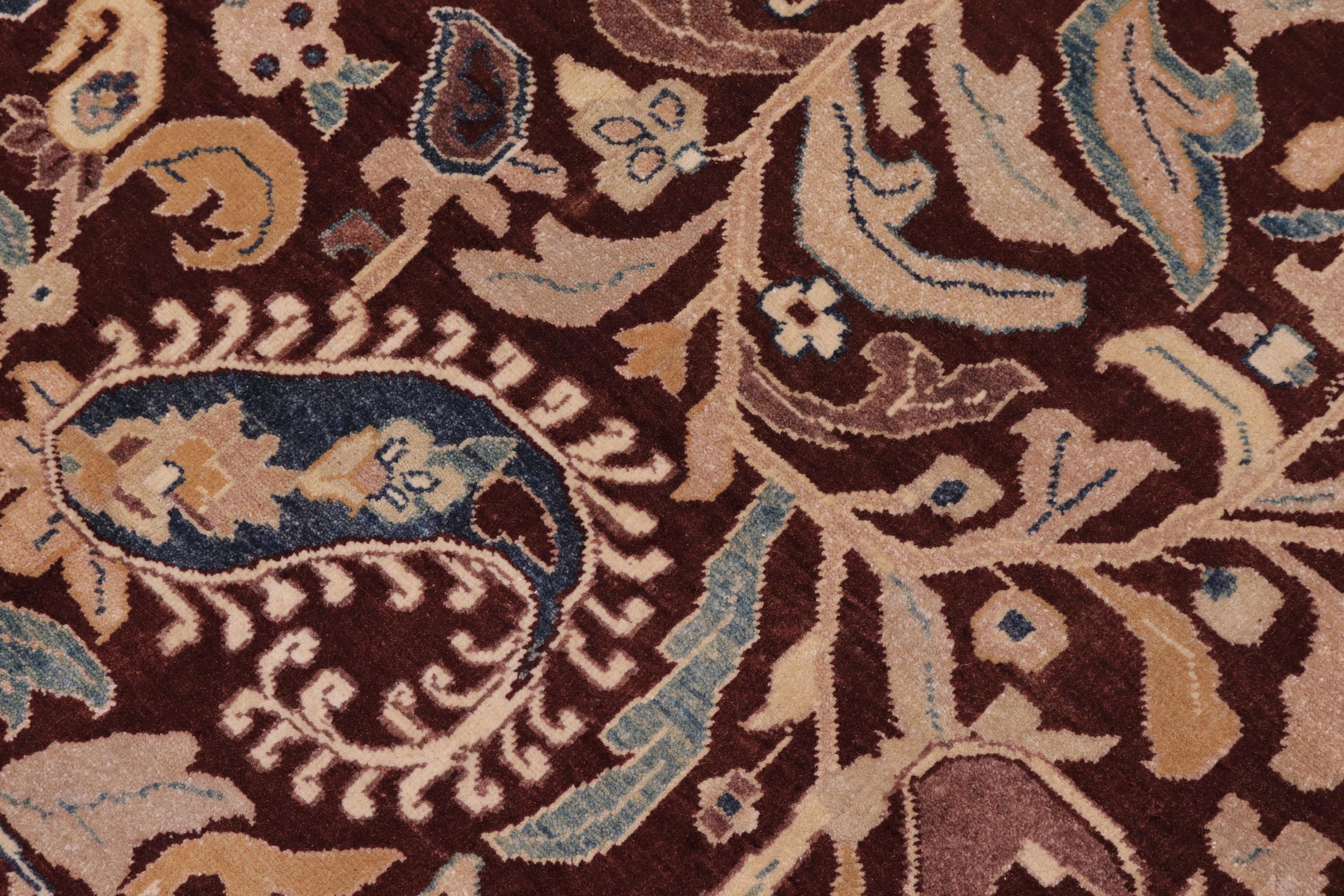 handmade Traditional Lahore Brown Tan Hand Knotted RECTANGLE 100% WOOL area rug 10' x 14'