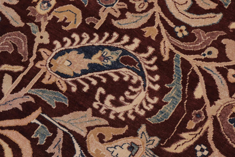 handmade Traditional Lahore Brown Tan Hand Knotted RECTANGLE 100% WOOL area rug 10' x 14'