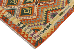 Flat Weave Kilim Antique Navaho Vintage handmade Geometric Kilim Beige Rust Hand-Woven Rectangle 100% Wool Area Rug 4x6 