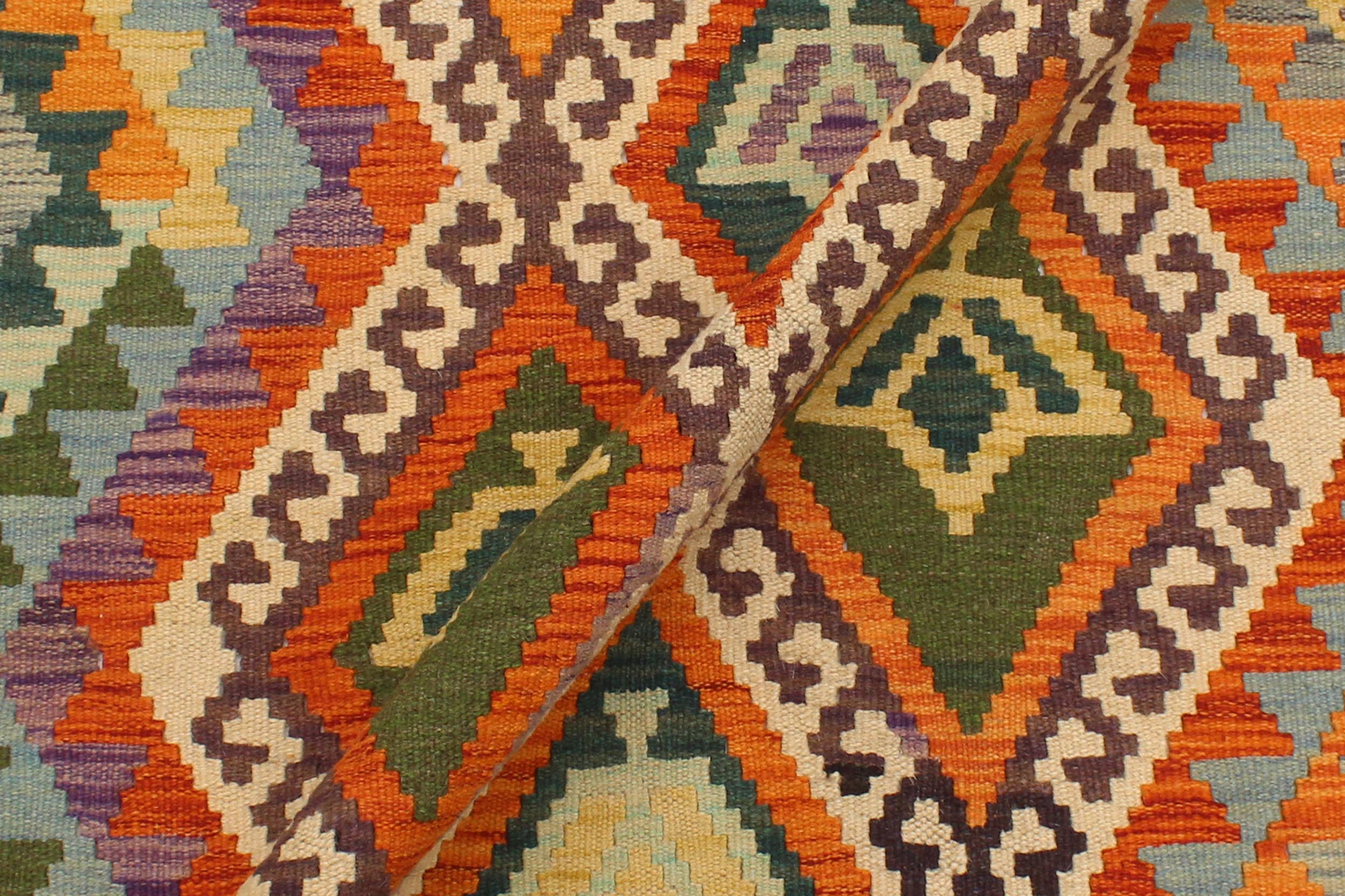 handmade Geometric Kilim Beige Rust Hand-Woven RECTANGLE 100% WOOL area rug 4 x 6