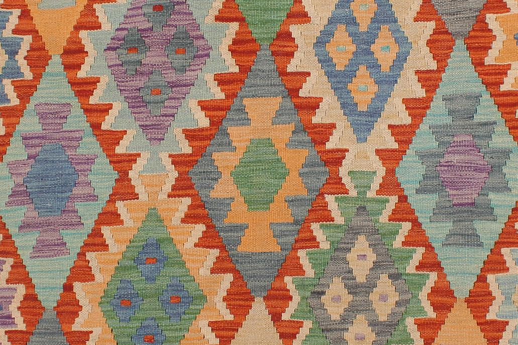 Flat Weave Kilim Antique Navaho Vintage handmade Geometric Kilim Blue Gray Hand-Woven Rectangle 100% Wool Area Rug 5x6 