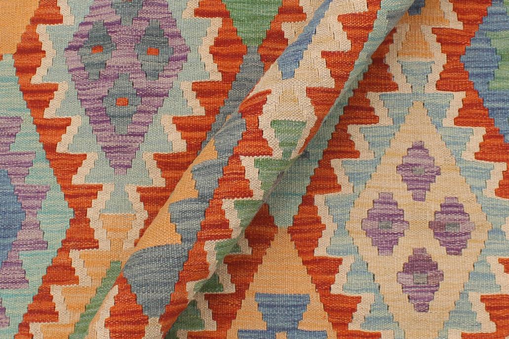 Flat Weave Kilim Antique Navaho Vintage handmade Geometric Kilim Blue Gray Hand-Woven Rectangle 100% Wool Area Rug 5x6 