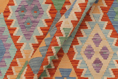 handmade Geometric Kilim Blue Gray Hand-Woven RECTANGLE 100% WOOL area rug 5x6