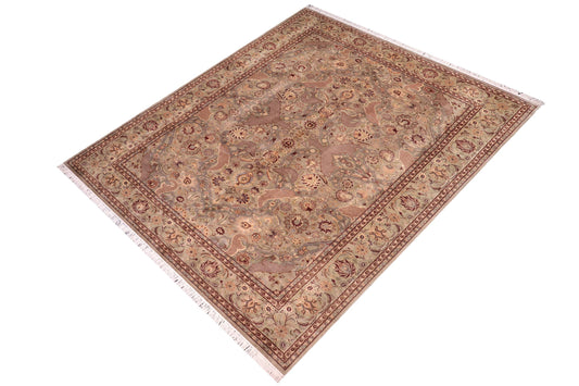 handmade Traditional Agra Green Brown Hand Knotted RECTANGLE 100% WOOL area rug 10x14