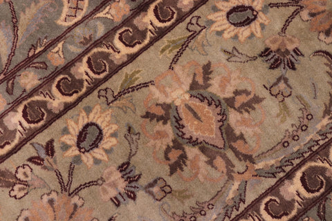 handmade Traditional Agra Green Brown Hand Knotted RECTANGLE 100% WOOL area rug 10x14