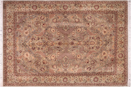 handmade Traditional Agra Green Brown Hand Knotted RECTANGLE 100% WOOL area rug 10x14