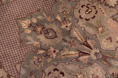 handmade Traditional Agra Green Brown Hand Knotted RECTANGLE 100% WOOL area rug 10x14