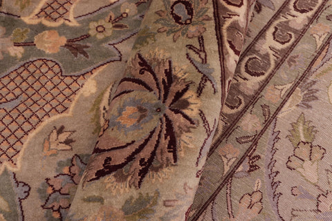 handmade Traditional Agra Green Brown Hand Knotted RECTANGLE 100% WOOL area rug 10x14