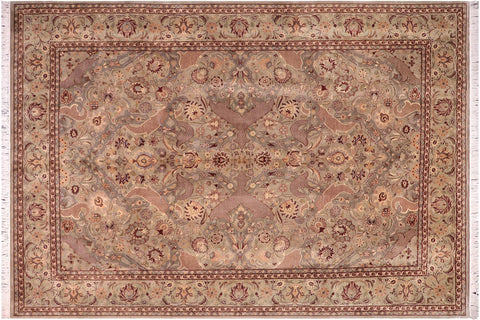 handmade Traditional Agra Green Brown Hand Knotted RECTANGLE 100% WOOL area rug 10x14