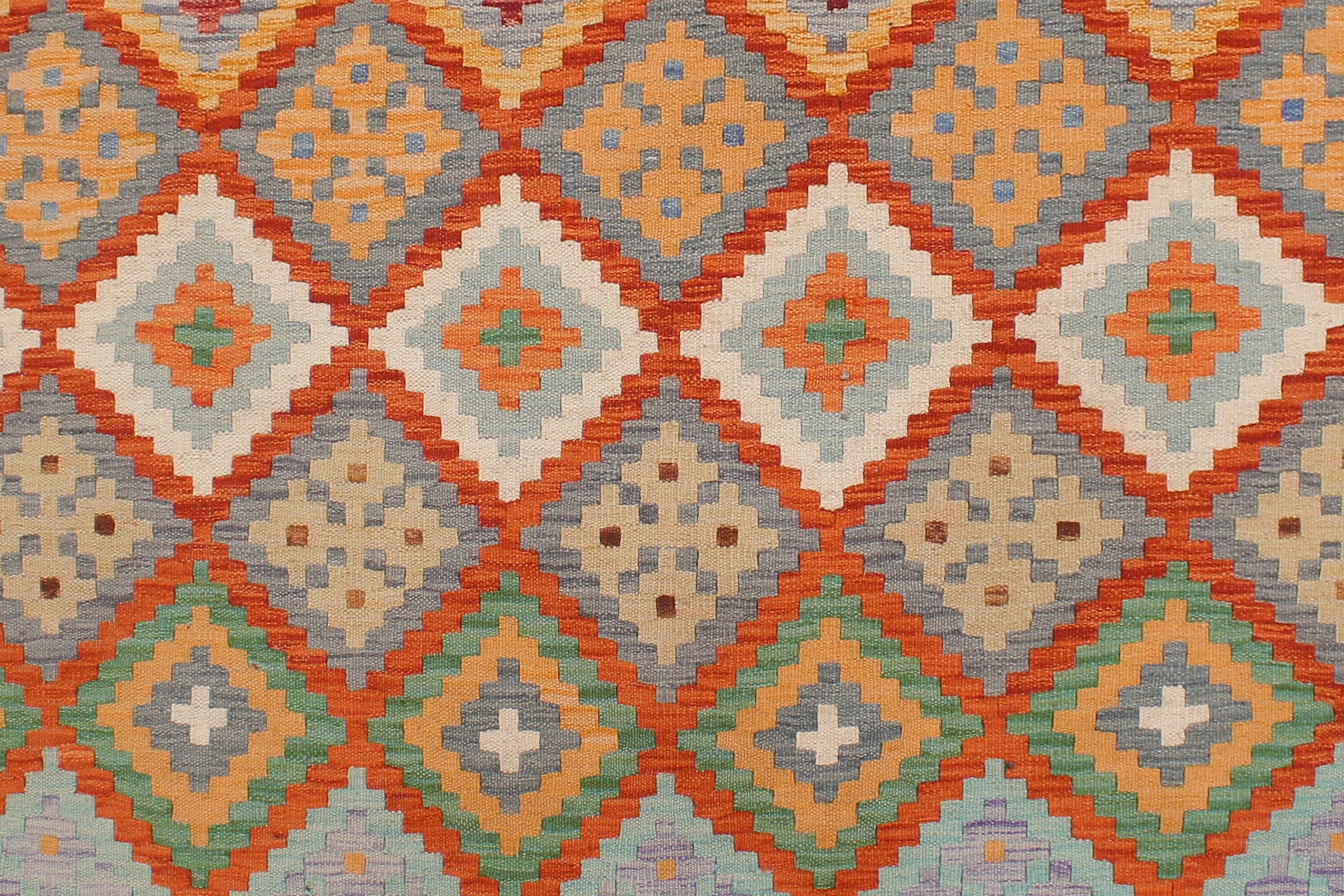handmade Geometric Kilim Rust Beige Hand-Woven RECTANGLE 100% WOOL area rug 6 x 8