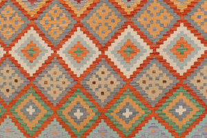 handmade Geometric Kilim Rust Beige Hand-Woven RECTANGLE 100% WOOL area rug 6 x 8