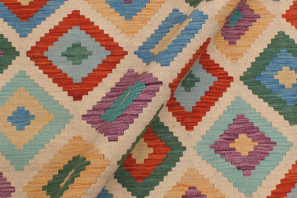 handmade Geometric Kilim Beige Gray Hand-Woven RECTANGLE 100% WOOL area rug 6 x 8