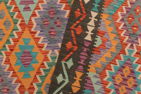 handmade Geometric Kilim Rust Green Hand-Woven RECTANGLE 100% WOOL area rug 5x6