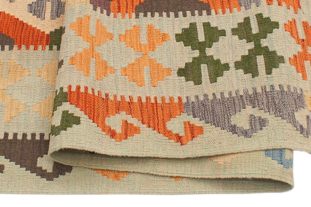 Flat Weave Kilim Antique Navaho Vintage handmade Geometric Kilim Rust Blue Hand-Woven Rectangle 100% Wool Area Rug 5x7 