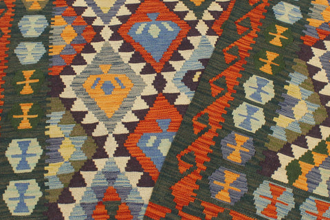 handmade Geometric Kilim Beige Green Hand-Woven RECTANGLE 100% WOOL area rug 5x6