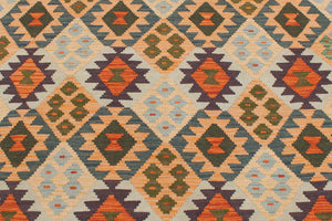 handmade Geometric Kilim Blue Beige Hand-Woven RECTANGLE 100% WOOL area rug 5 x 7