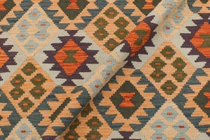 handmade Geometric Kilim Blue Beige Hand-Woven RECTANGLE 100% WOOL area rug 5 x 7