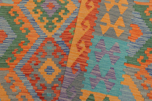 handmade Geometric Kilim Blue Gray Hand-Woven RECTANGLE 100% WOOL area rug 5 x 7