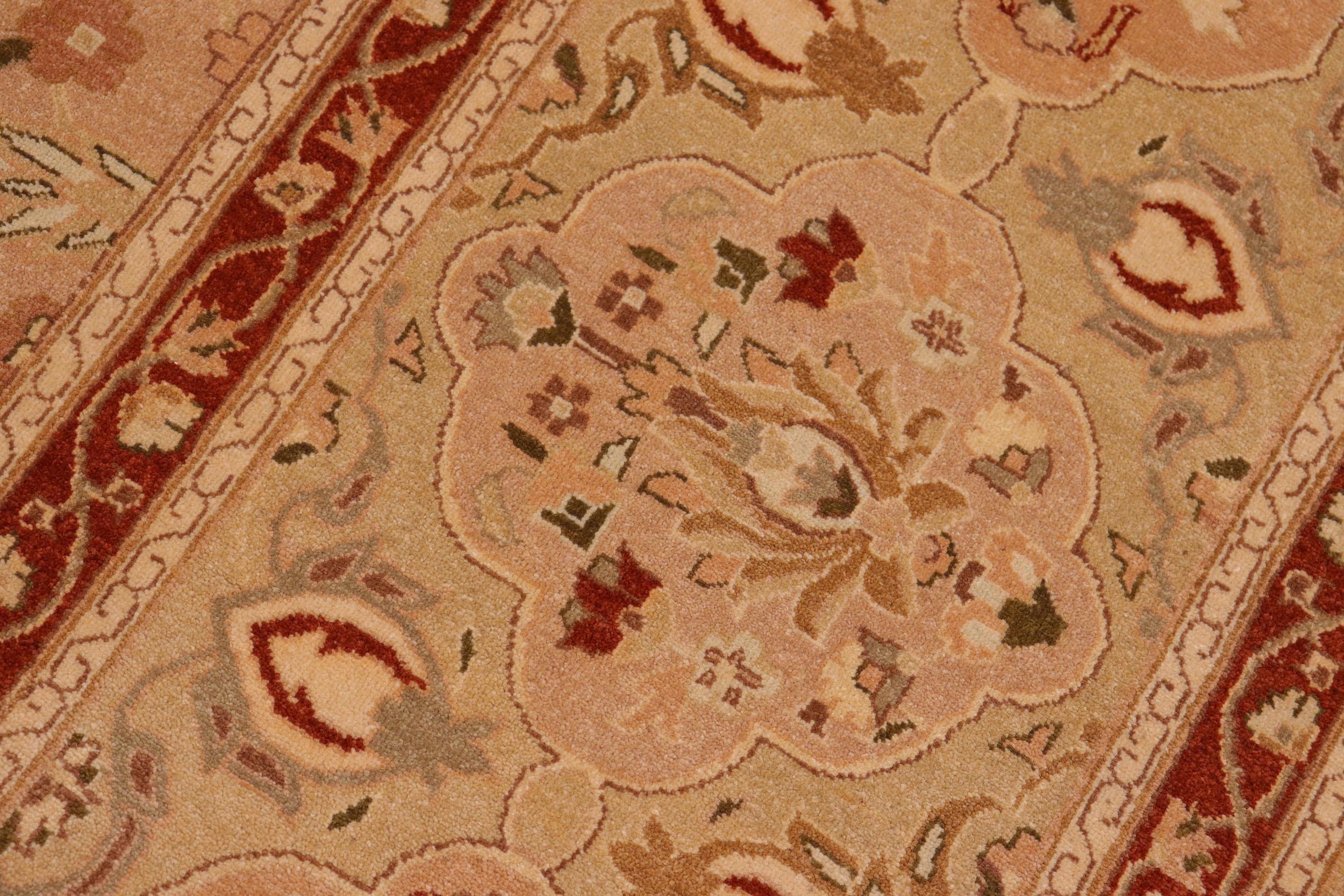 handmade Traditional Lahore Lt. Brown Rose Hand Knotted RECTANGLE 100% WOOL area rug 10' x 14'