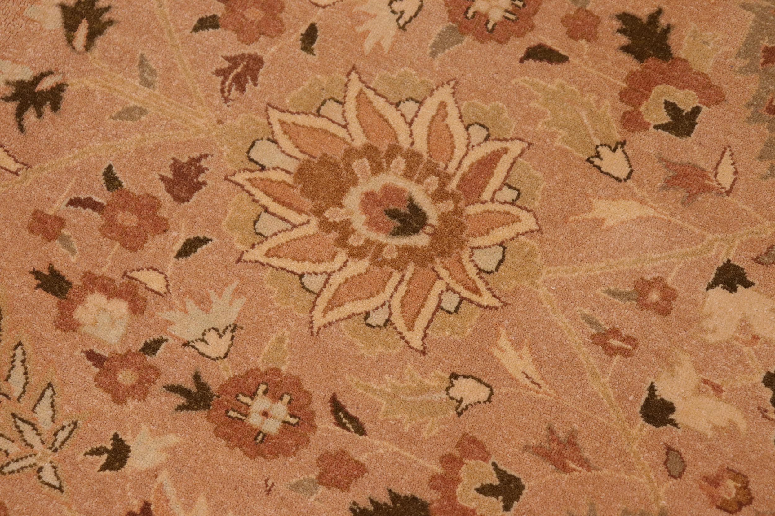handmade Traditional Lahore Lt. Brown Rose Hand Knotted RECTANGLE 100% WOOL area rug 10' x 14'