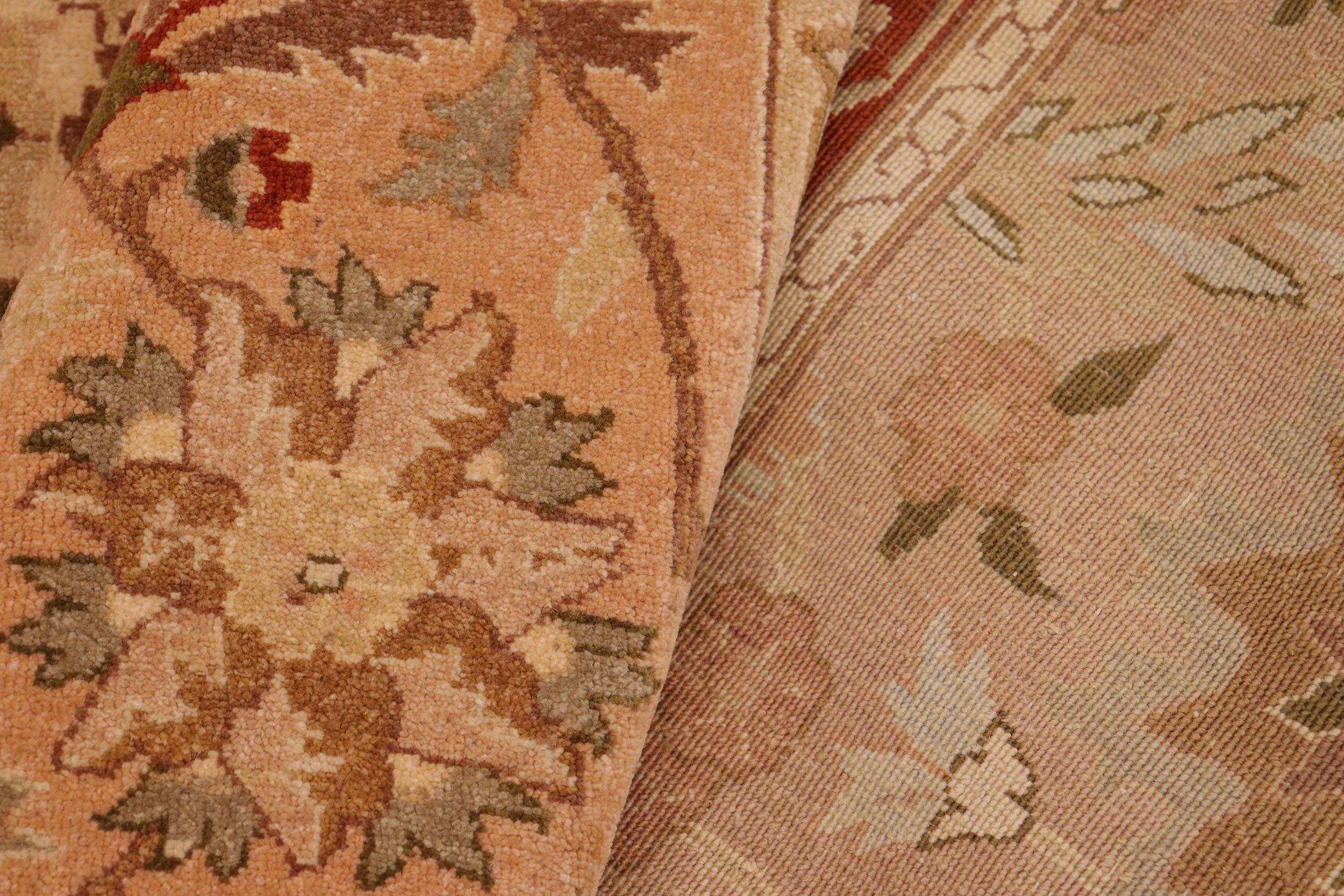 handmade Traditional Lahore Lt. Brown Rose Hand Knotted RECTANGLE 100% WOOL area rug 10' x 14'