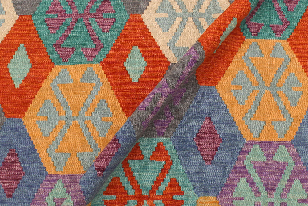 handmade Geometric Kilim Gray Green Hand-Woven RECTANGLE 100% WOOL area rug 6 x 8