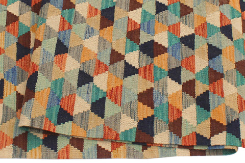 handmade Modern Kilim Blue Rust Hand-Woven RECTANGLE 100% WOOL area rug 5 x 6
