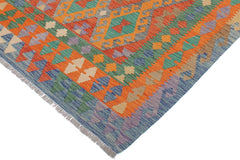 handmade Geometric Kilim Gray Blue Hand-Woven RECTANGLE 100% WOOL area rug 5 x 7