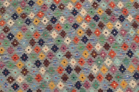 handmade Modern Kilim Gray Rust Hand-Woven RECTANGLE 100% WOOL area rug 5 x 6